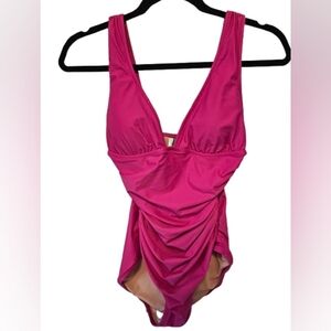 J. Crew Fuchsia Pink One-Piece Ruched Front Swimsuit Women's Size 4